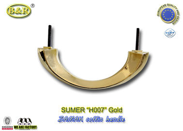 La maniglia della bara di Zamak dall'hardware del cofanetto del metallo del dado e del bult tratta il colore dell'oro della decorazione della bara del metallo H007