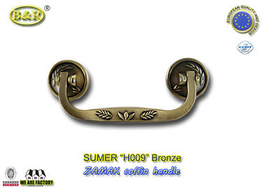 Colore del bronzo dell'oggetto d'antiquariato di dimensione 19*7cm Rod H009 delle maniglie della bara del metallo di Zamak di rendimento elevato