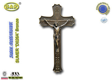 Incrocio e croce di Croix con Gesù nella decorazione della bara dello zamak di colore del bronzo dell'oggetto d'antiquariato di Zamac 40*16cm D026A