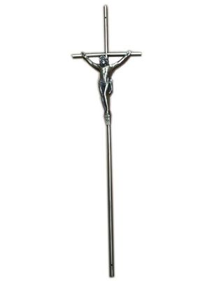 qualità  Size 64.5×17cm Funeral Articles D064  / Iron Coffin Crucifix With Zamak Jesus fabbrica